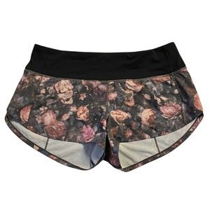 lululemon athletica Floral Print Running Shorts in Black and Pink